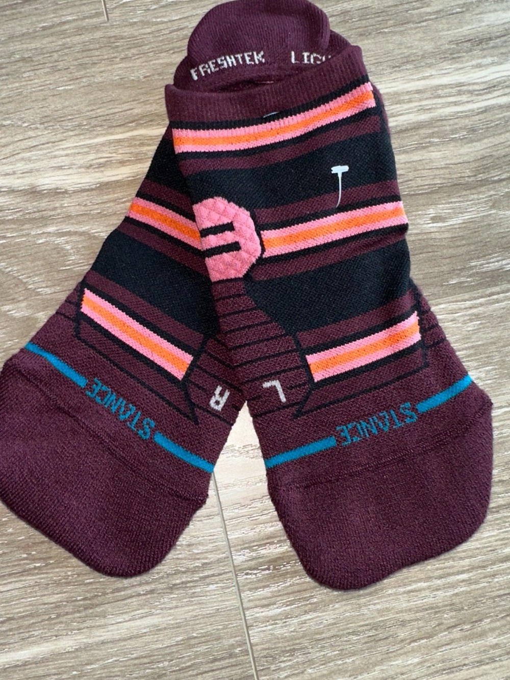 Stance Women’s Burgundy Black Pink Striped Athletic Socks